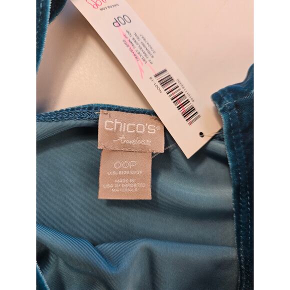 NWT Chicos Travelers size 00P (0/2 PETITE) TEAL VELOUR BLUE layering top tank - Picture 5 of 9